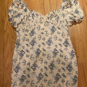 BooHoo Floral Puff Sleeve Button Front Mini Dress - UK Size 16